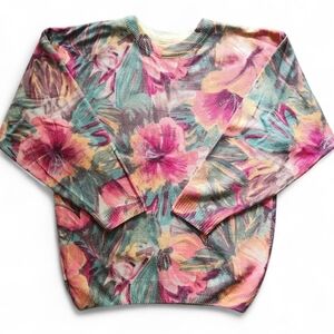Women's Vintage 100% Acrylic Floral Sweater